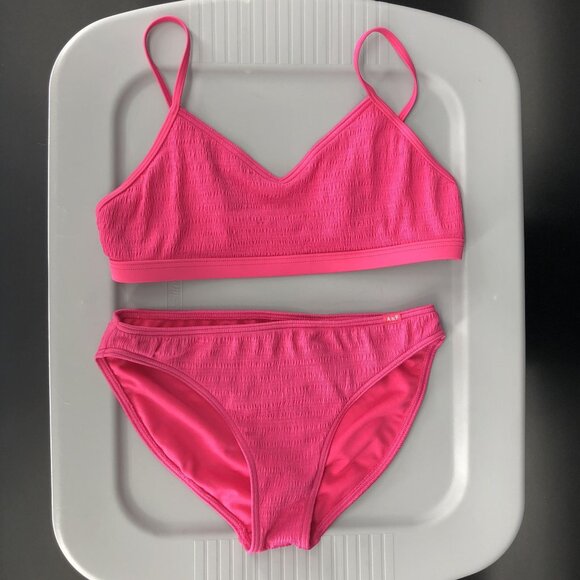 Abercrombie Kids Two Piece Bikini Set Swimsuit Girls Size 13/14 Pink Swimwear - Picture 1 of 6